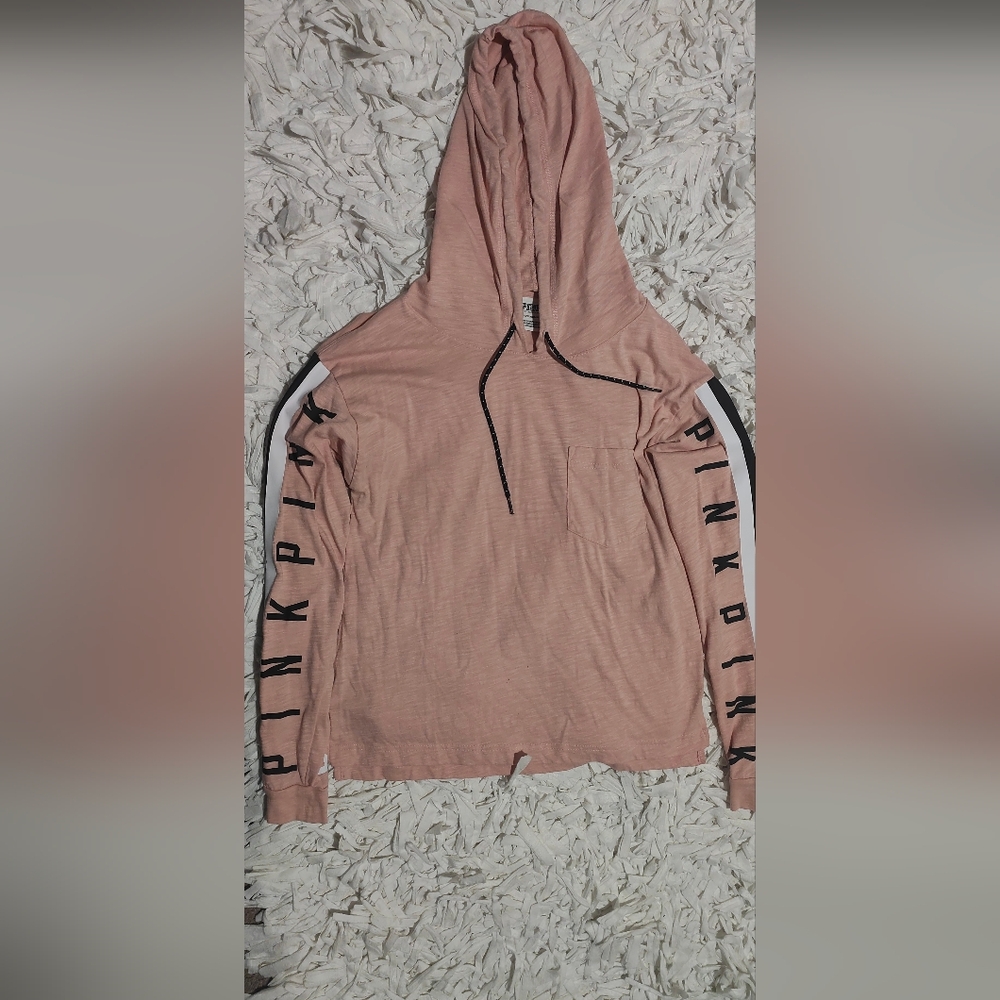 Pink Hoodie with Black Lettering